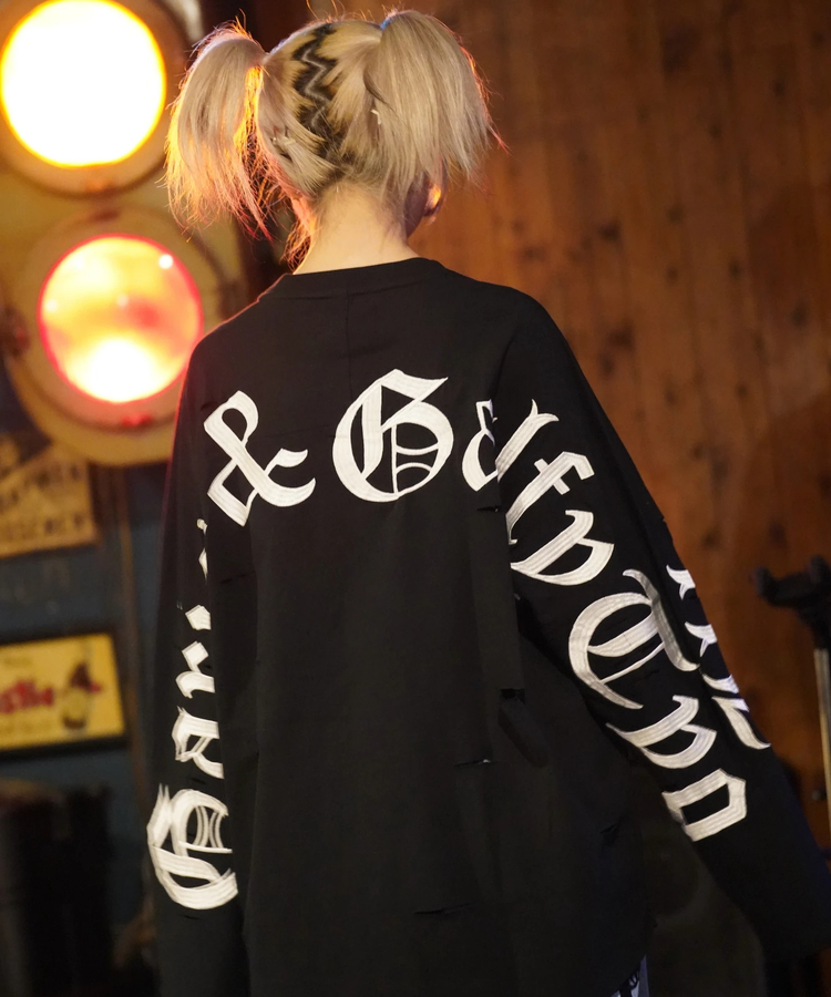 JACKROSE(ジャックローズ) |【GALFY×GALLIS ADDICTION】ぼろぼろ刺繍ロンT(MENS)