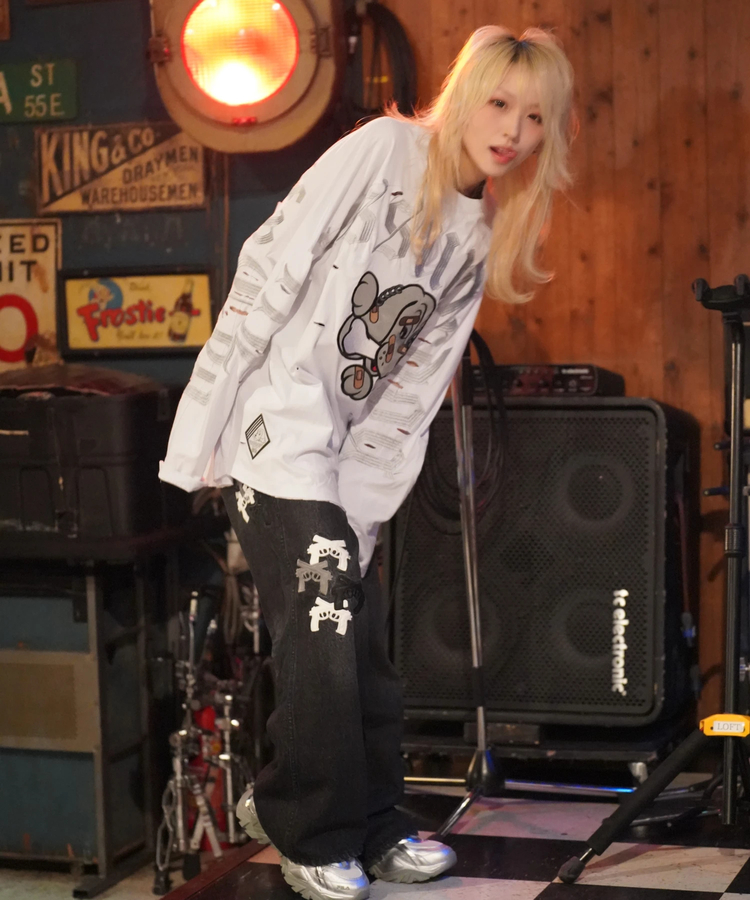 JACKROSE(ジャックローズ) |【GALFY×GALLIS ADDICTION】ぼろぼろ刺繍ロンT(MENS)
