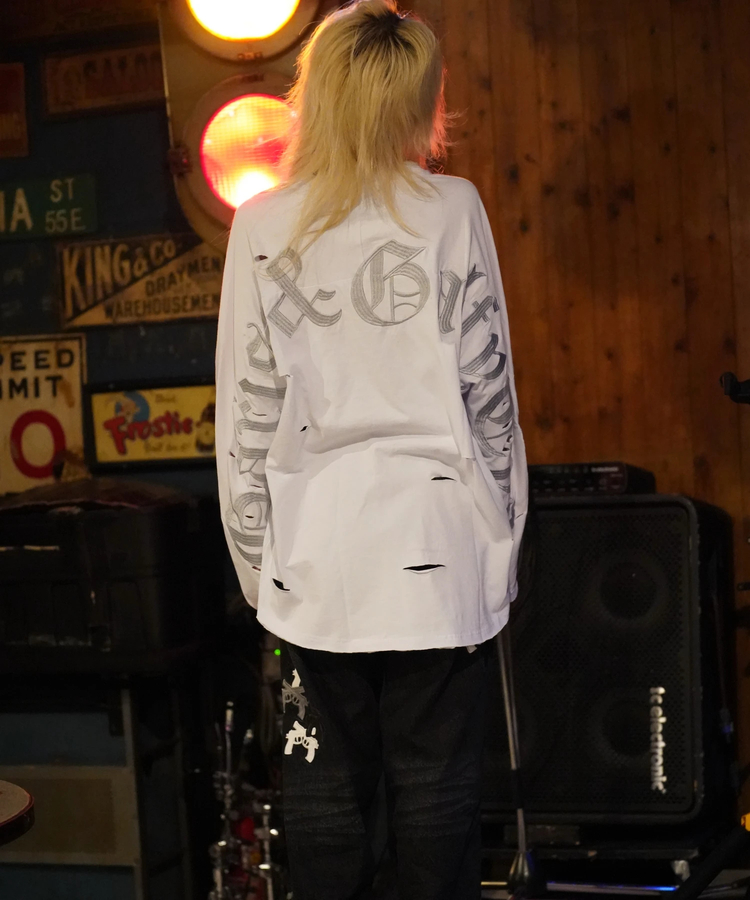 JACKROSE(ジャックローズ) |【GALFY×GALLIS ADDICTION】ぼろぼろ刺繍ロンT(MENS)