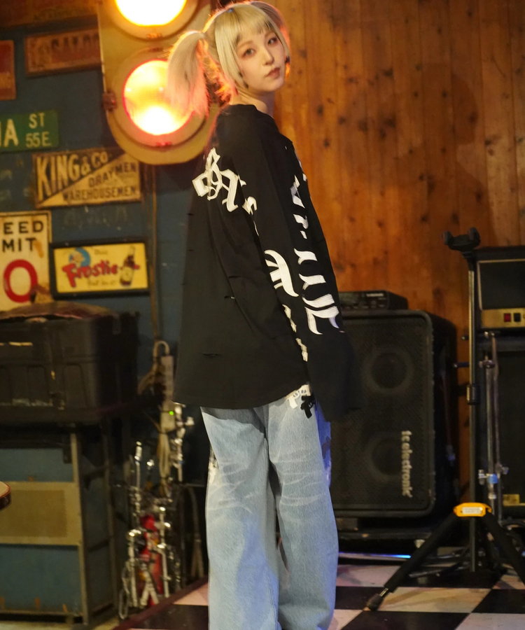 JACKROSE(ジャックローズ) |【GALFY×GALLIS ADDICTION】ぼろぼろ刺繍ロンT(MENS)