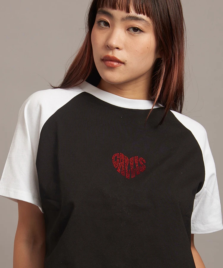 GA HEART ラグラン S/S TEE ラインストーン(MENS)｜ファッション通販