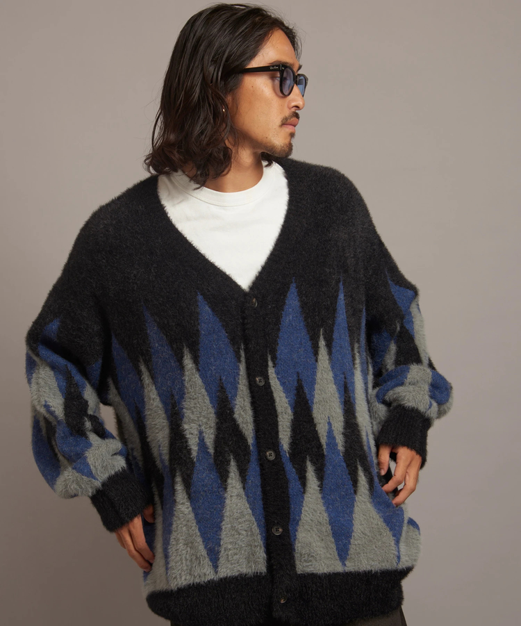 JE DIA/ARGYLE JQ SHAGGY KNIT CARDIGAN(MENS)｜ファッション通販 SANKO BAZAAR（サンコーバザール）