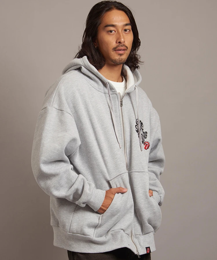 JACKROSE(ジャックローズ) |【The Rolling Stones×JACKROSE】 裏起毛サガラ刺繍ジップパーカ(MENS)