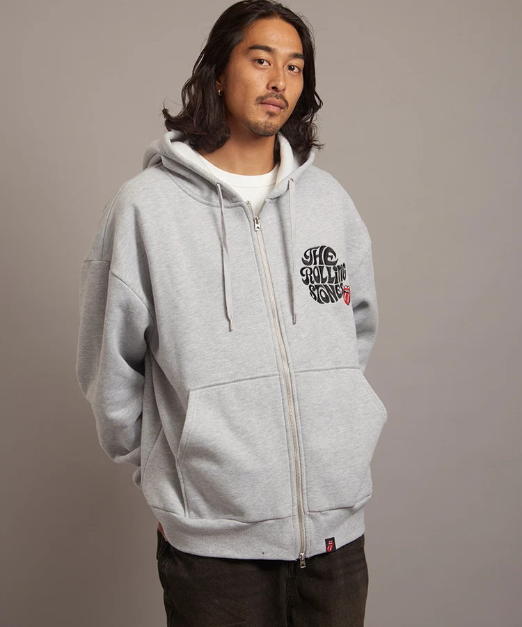 JACKROSE(ジャックローズ) |【The Rolling Stones×JACKROSE】 裏起毛サガラ刺繍ジップパーカ(MENS)