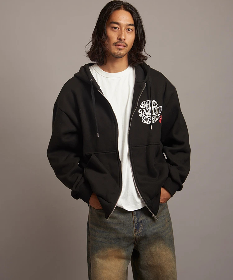 JACKROSE(ジャックローズ) |【The Rolling Stones×JACKROSE】 裏起毛サガラ刺繍ジップパーカ(MENS)