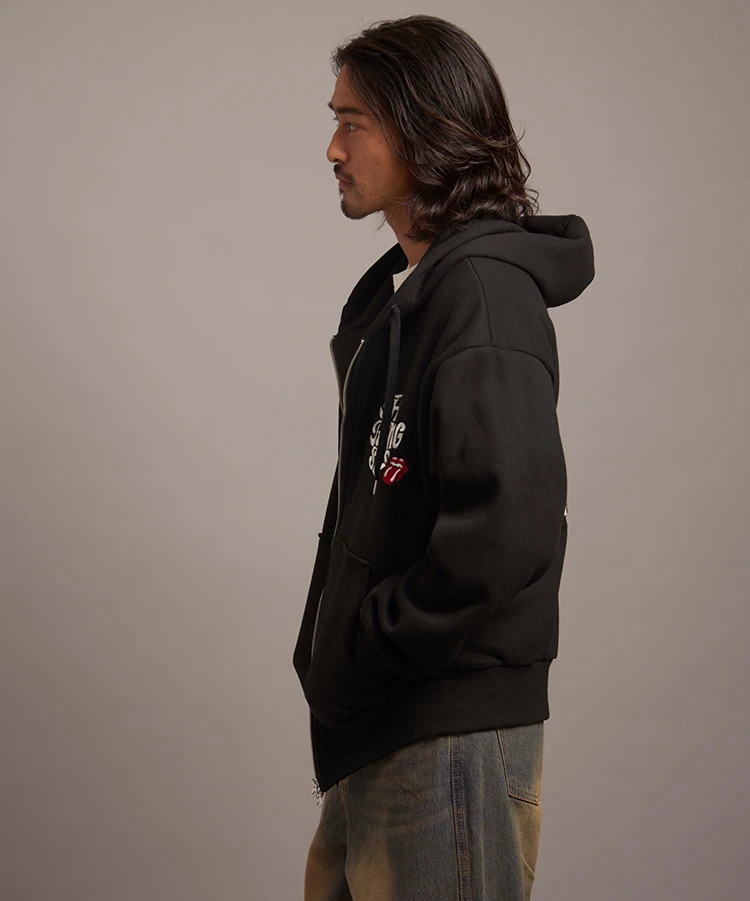 JACKROSE(ジャックローズ) |【The Rolling Stones×JACKROSE】 裏起毛サガラ刺繍ジップパーカ(MENS)