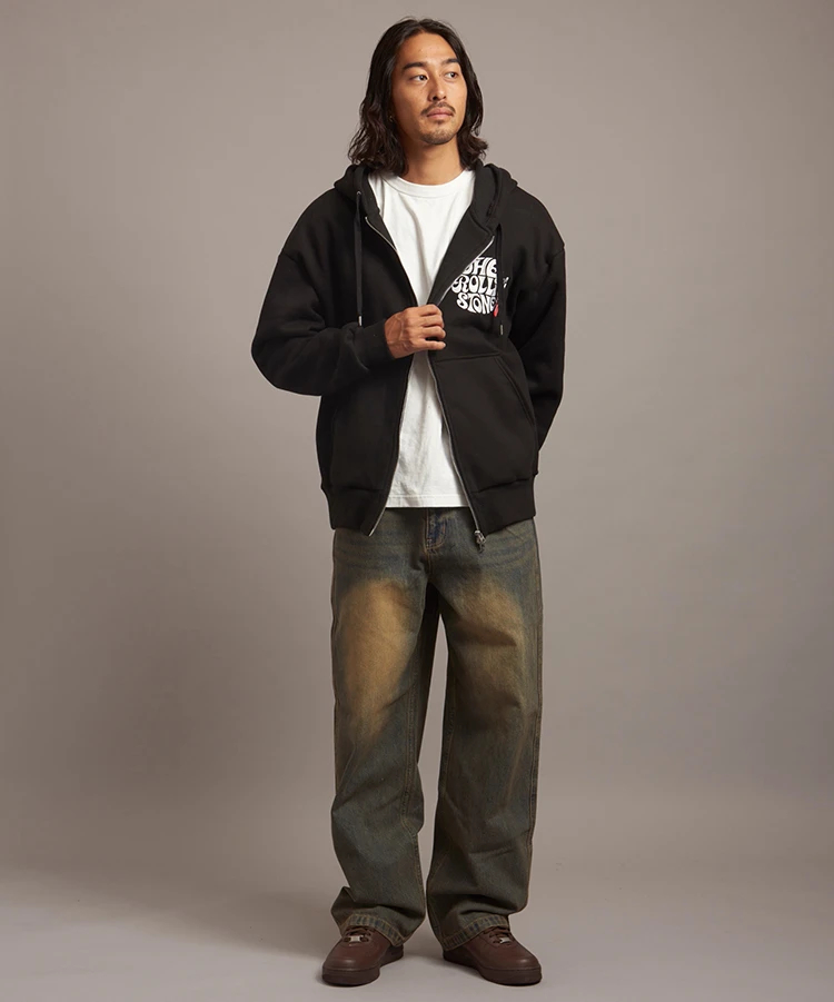 JACKROSE(ジャックローズ) |【The Rolling Stones×JACKROSE】 裏起毛サガラ刺繍ジップパーカ(MENS)