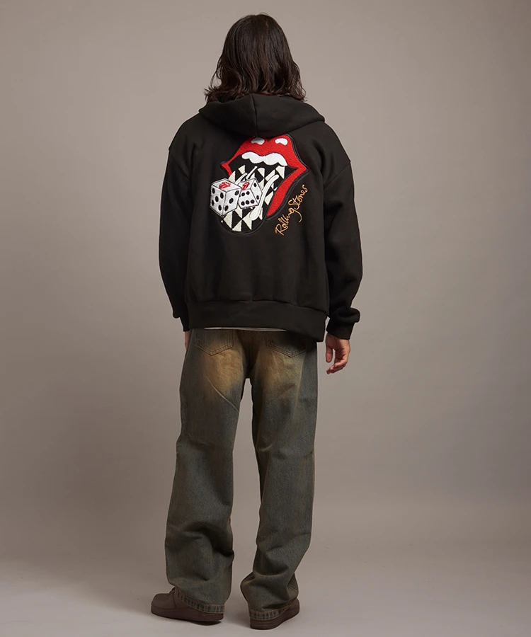 JACKROSE(ジャックローズ) |【The Rolling Stones×JACKROSE】 裏起毛サガラ刺繍ジップパーカ(MENS)