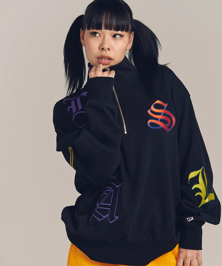 JACKROSE(ジャックローズ) |GA 裏毛-COLORFULL刺繍HALF-ZIP(MENS)