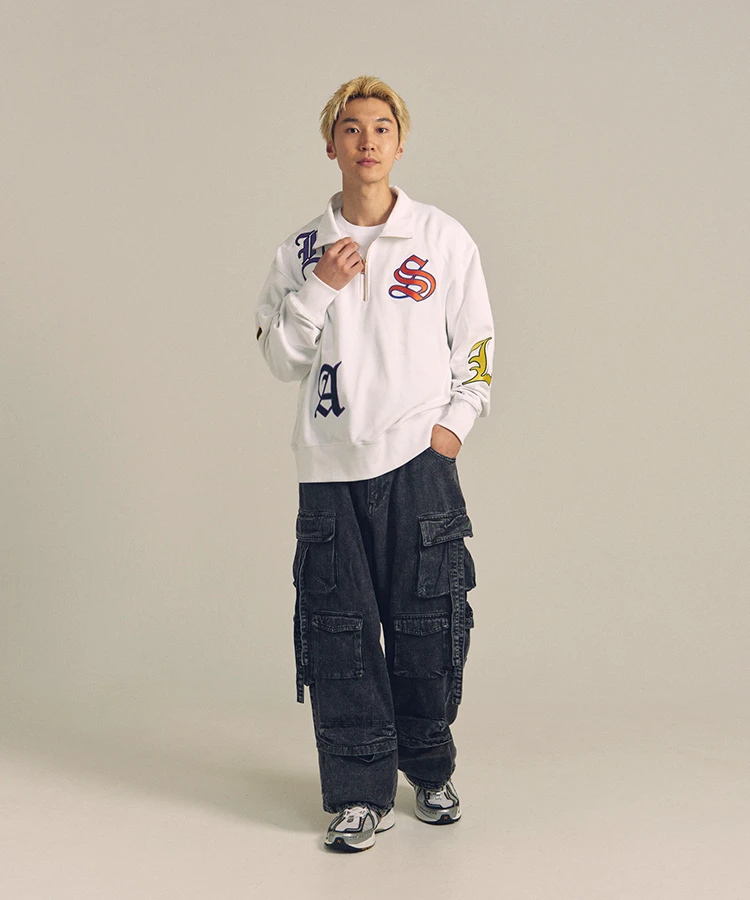 JACKROSE(ジャックローズ) |GA 裏毛-COLORFULL刺繍HALF-ZIP(MENS)