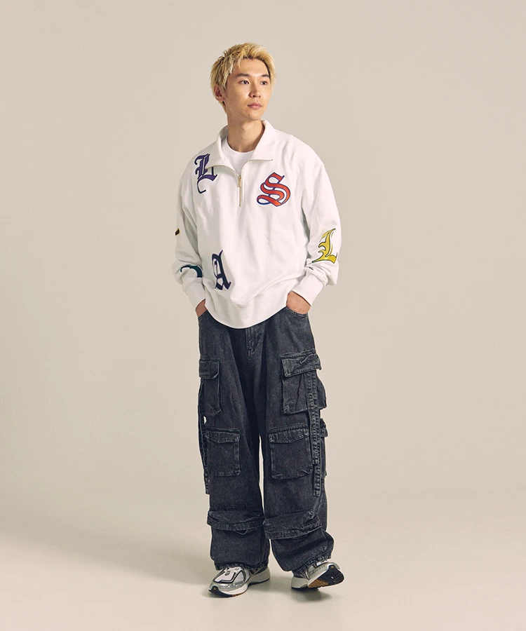 JACKROSE(ジャックローズ) |GA 裏毛-COLORFULL刺繍HALF-ZIP(MENS)