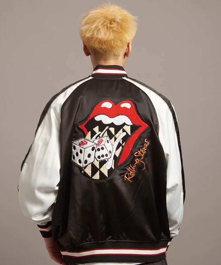 【楽ギフ_のし宛書】 THE ROLLING STONES×JACKROSE】L&T.DICE刺繍スカジャン（MENS ジャケット・アウター