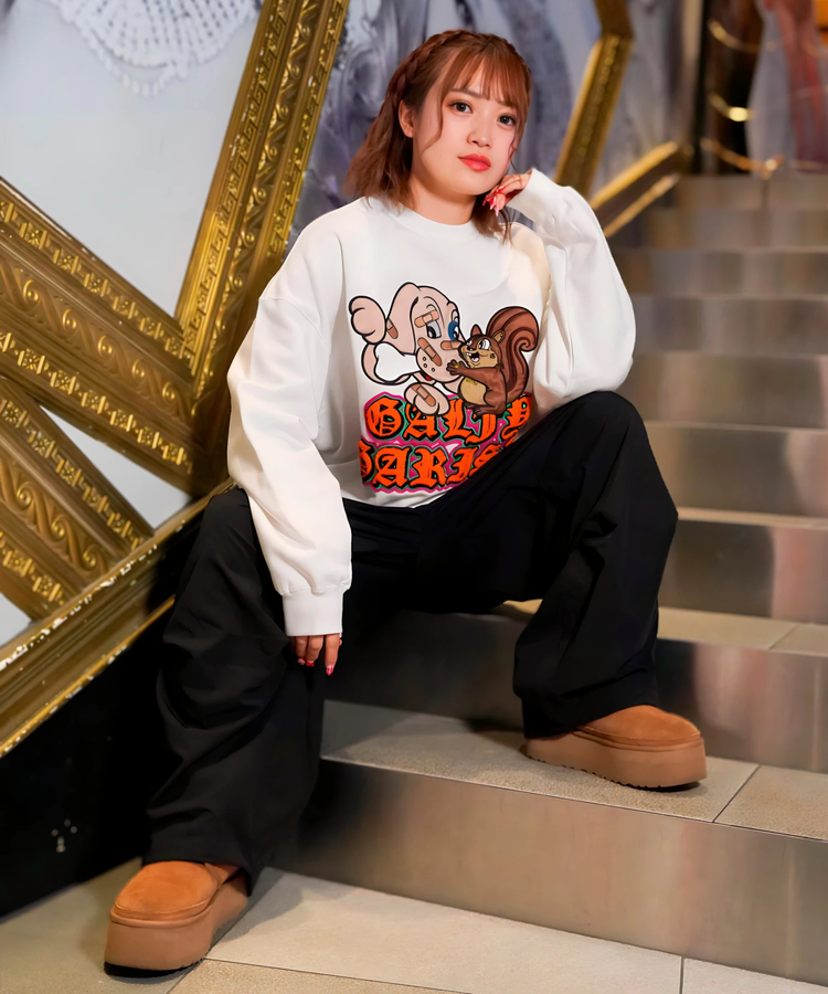 JACKROSE(ジャックローズ) |【GALFY×GALLIS ADDICTION】 犬とリス仲良ちサガラスウェット(MENS/WOMENS)