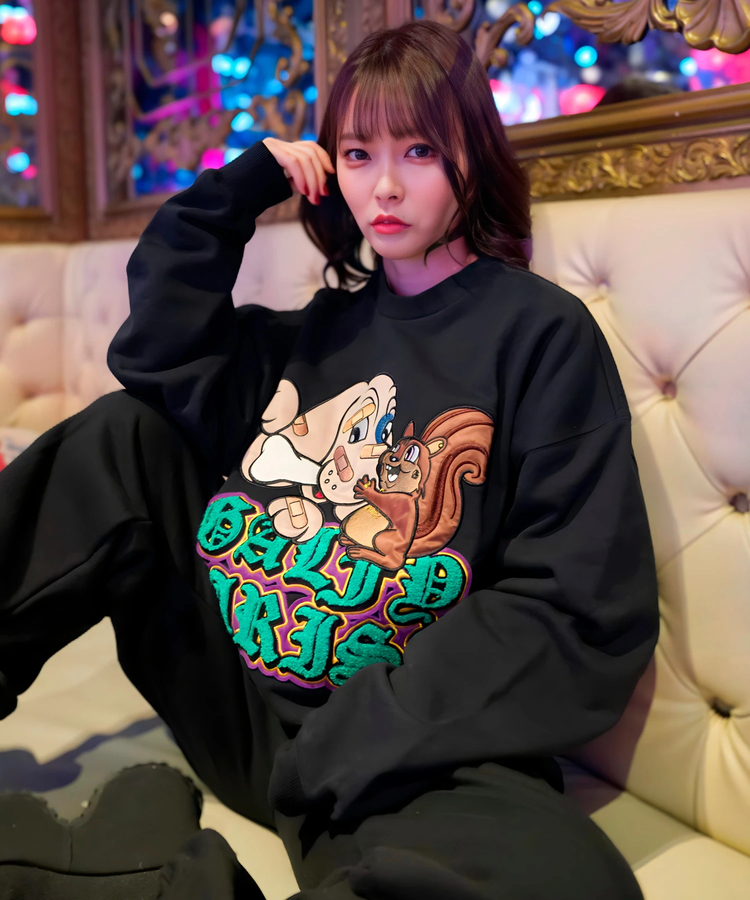 JACKROSE(ジャックローズ) |【GALFY×GALLIS ADDICTION】 犬とリス仲良ちサガラスウェット(MENS/WOMENS)