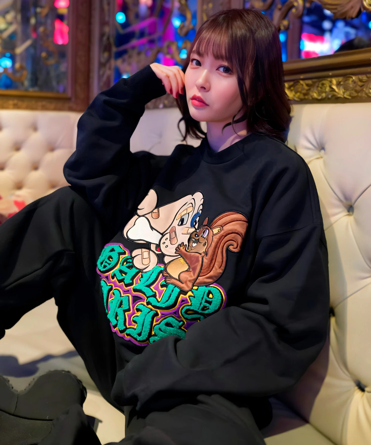 JACKROSE(ジャックローズ) |【GALFY×GALLIS ADDICTION】 犬とリス仲良ちサガラスウェット(MENS/WOMENS)