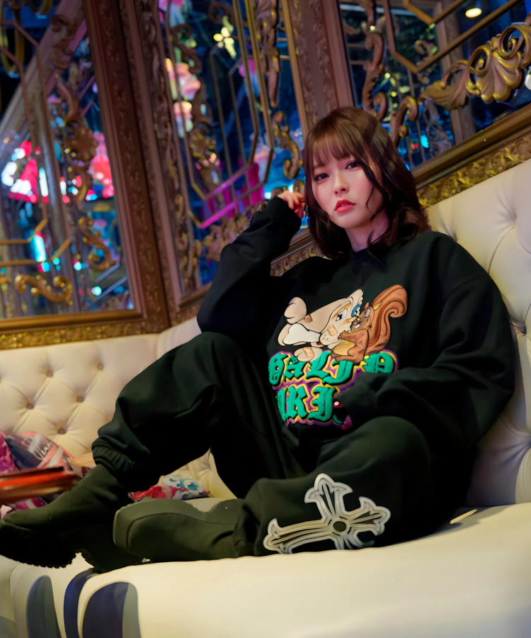 JACKROSE(ジャックローズ) |【GALFY×GALLIS ADDICTION】 犬とリス仲良ちサガラスウェット(MENS/WOMENS)