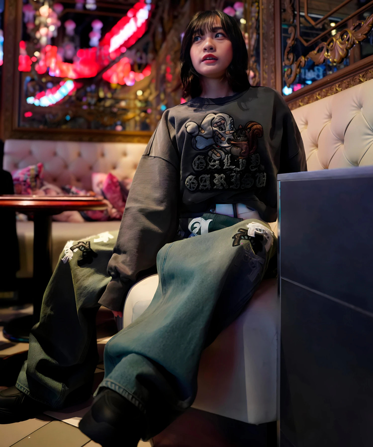 JACKROSE(ジャックローズ) |【GALFY×GALLIS ADDICTION】 犬とリス仲良ちサガラスウェット(MENS/WOMENS)