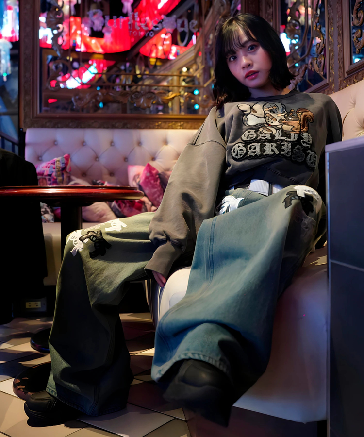 JACKROSE(ジャックローズ) |【GALFY×GALLIS ADDICTION】 犬とリス仲良ちサガラスウェット(MENS/WOMENS)