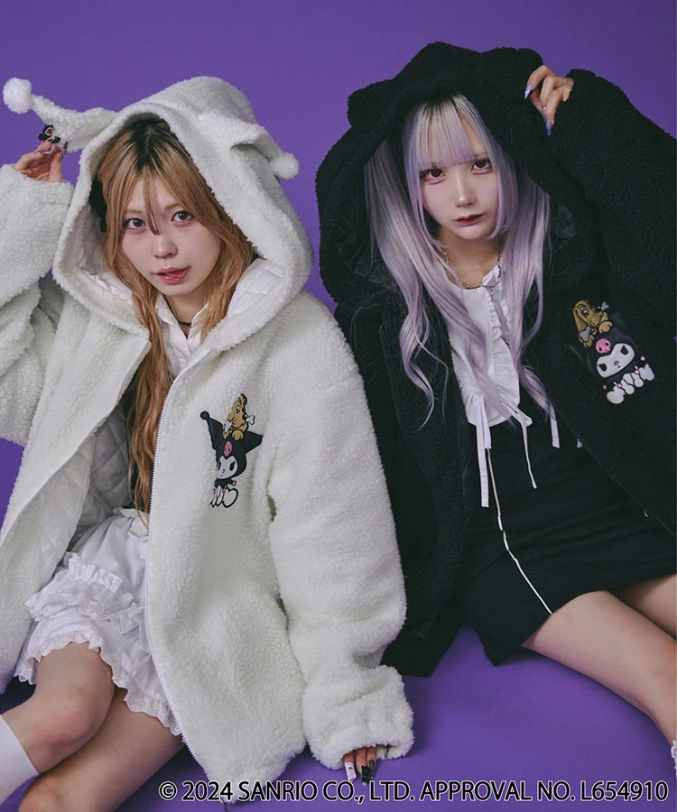 JACKROSE(ジャックローズ) |GALFY×KUROMI/ガルフィー×クロミ モコモコ丸ボアずきんパーカー(WOMENS)