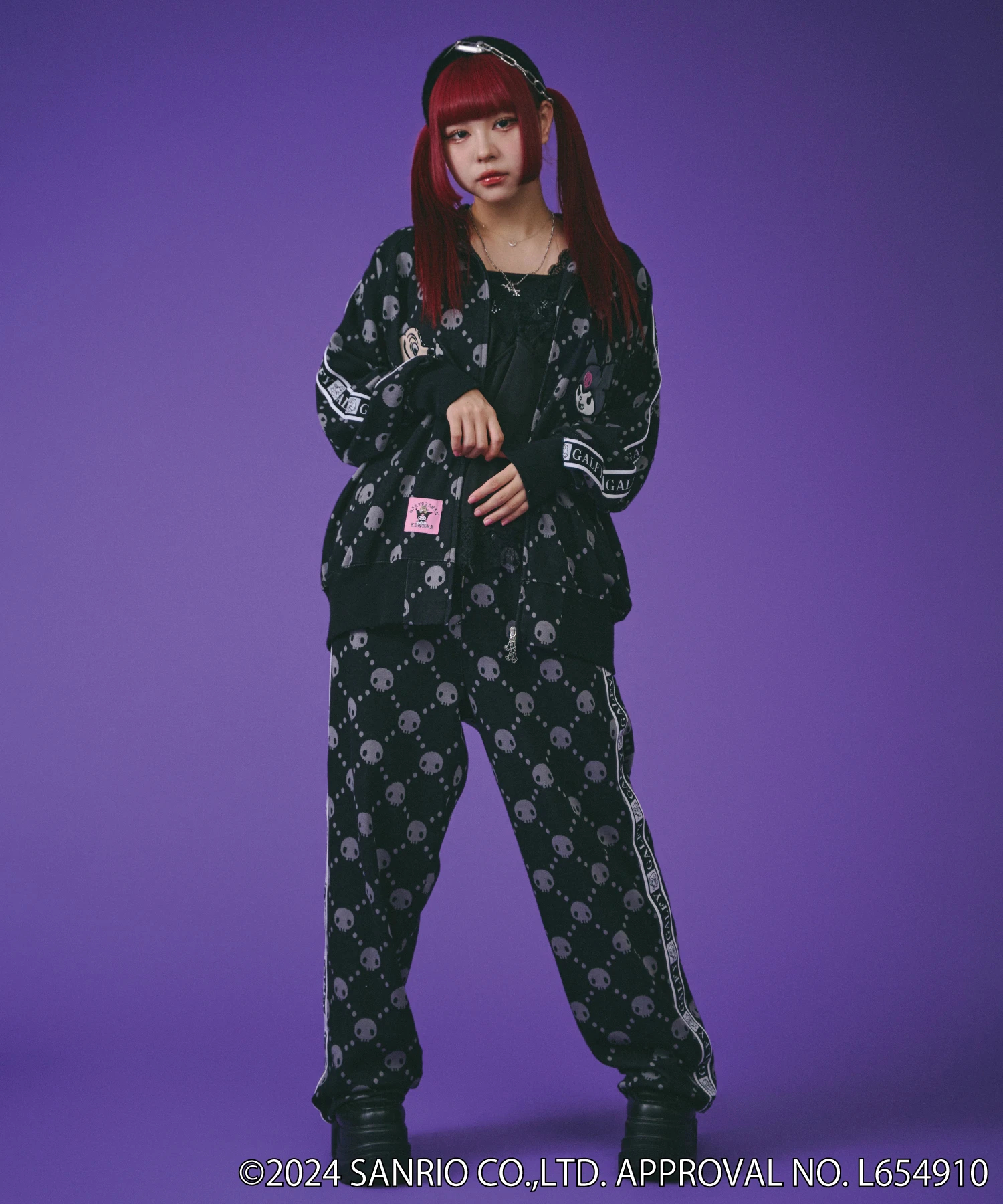 GALFY×KUROMI/ガルフィー×クロミ ドクロだらけセットアップ(MENS