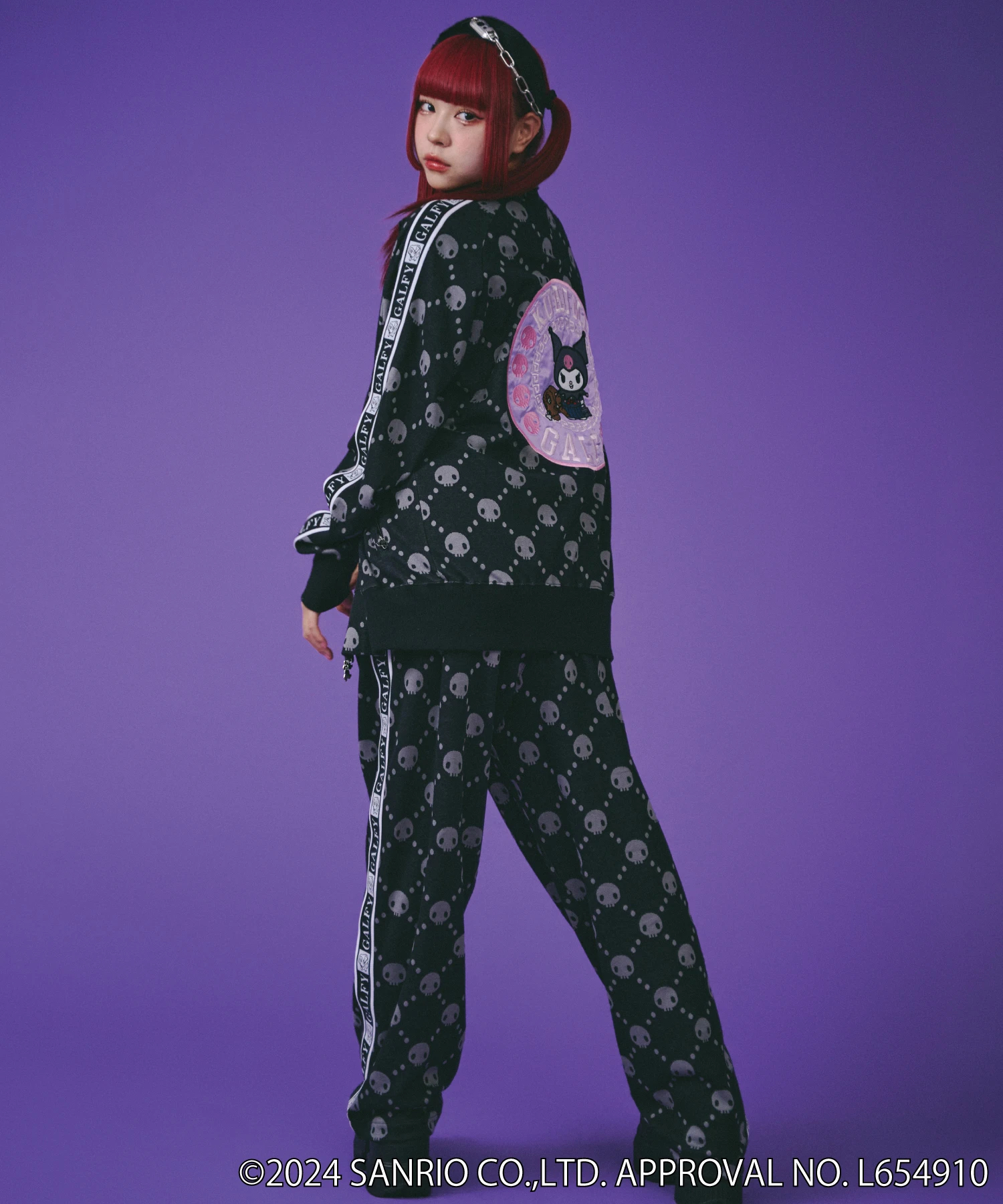 【中型犬】クロミ × ガルフィー galfy ドクロだらけセットアップ ブラック GALFY×KUROMI/ガルフィー×クロミ ドクロだらけセットアップ(MENS