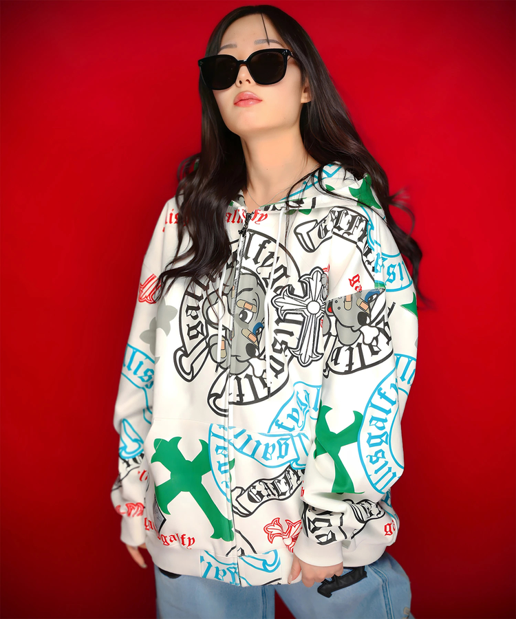 JACKROSE(ジャックローズ) |【GALFY×GALLIS ADDICTION】ガラノハーツジップパーカー(MENS/WOMENS)