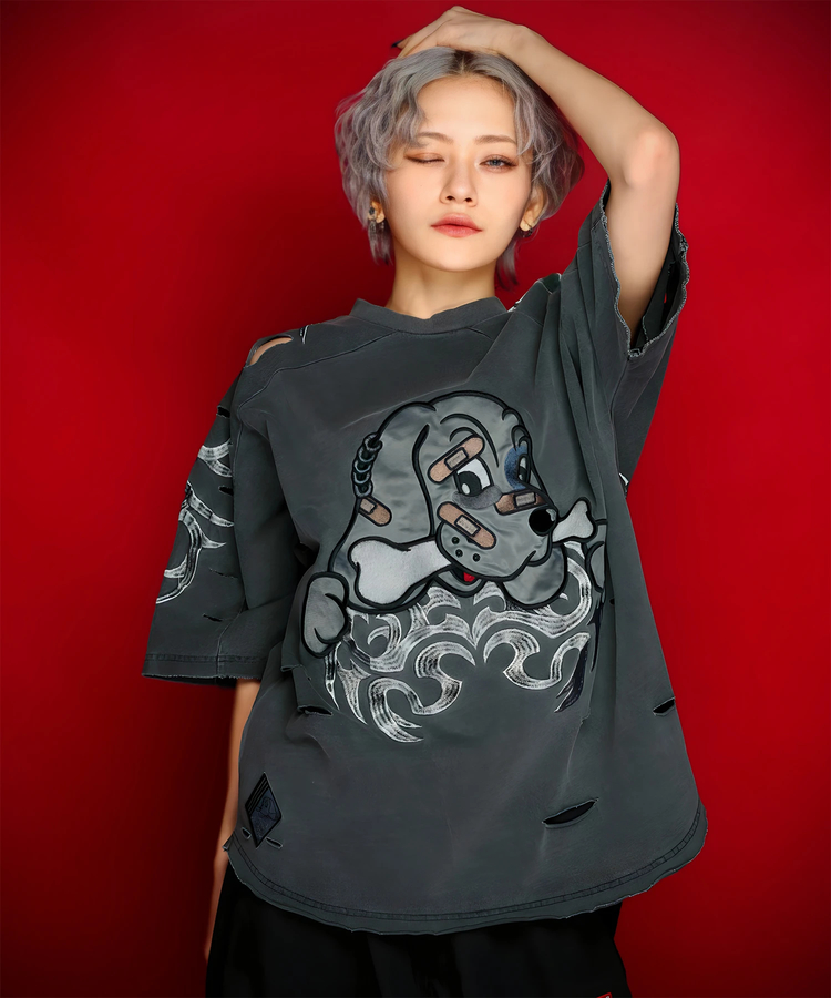 JACKROSE(ジャックローズ) |【GALFY×GALLIS ADDICTION】ぼろぼろとらいばりゅ半袖Tee(MENS)