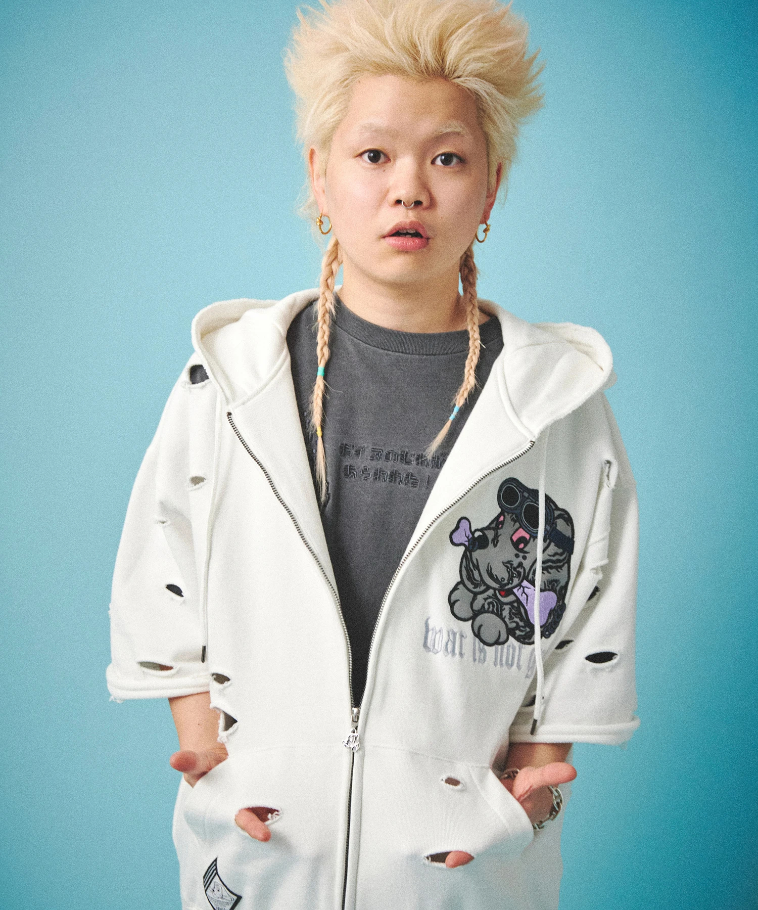 GALFY/ガルフィー 闇に染まりし反戦半パーカー(MENS)｜ファッション