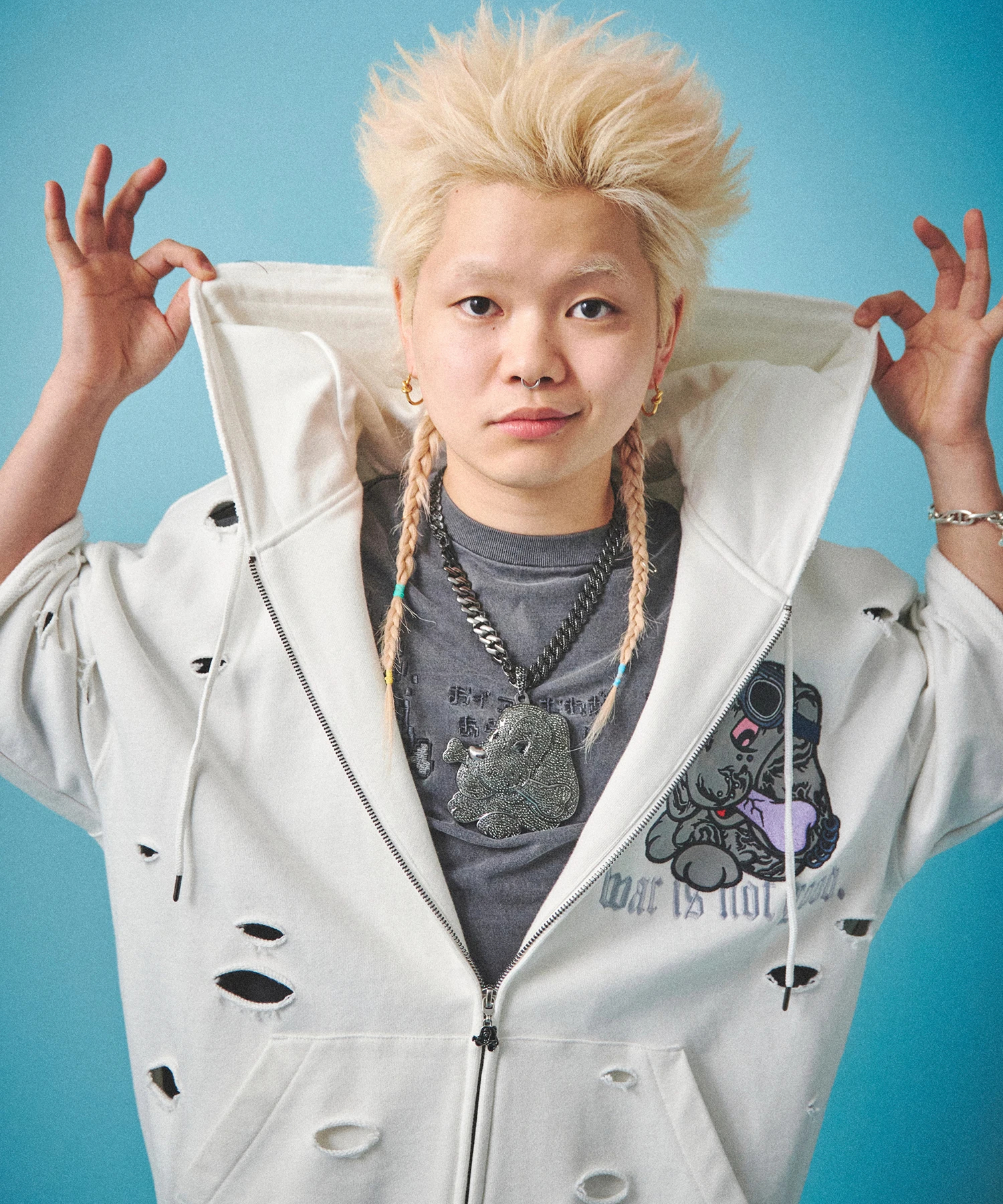 GALFY/ガルフィー 闇に染まりし反戦半パーカー(MENS)｜ファッション