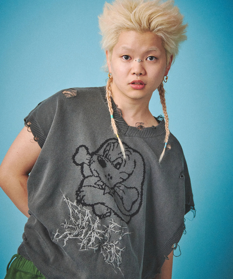 JACKROSE(ジャックローズ) |GALFY/ガルフィー スパイダー染め染めニットベスト(MENS)