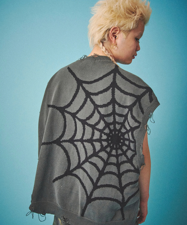 JACKROSE(ジャックローズ) |GALFY/ガルフィー スパイダー染め染めニットベスト(MENS)