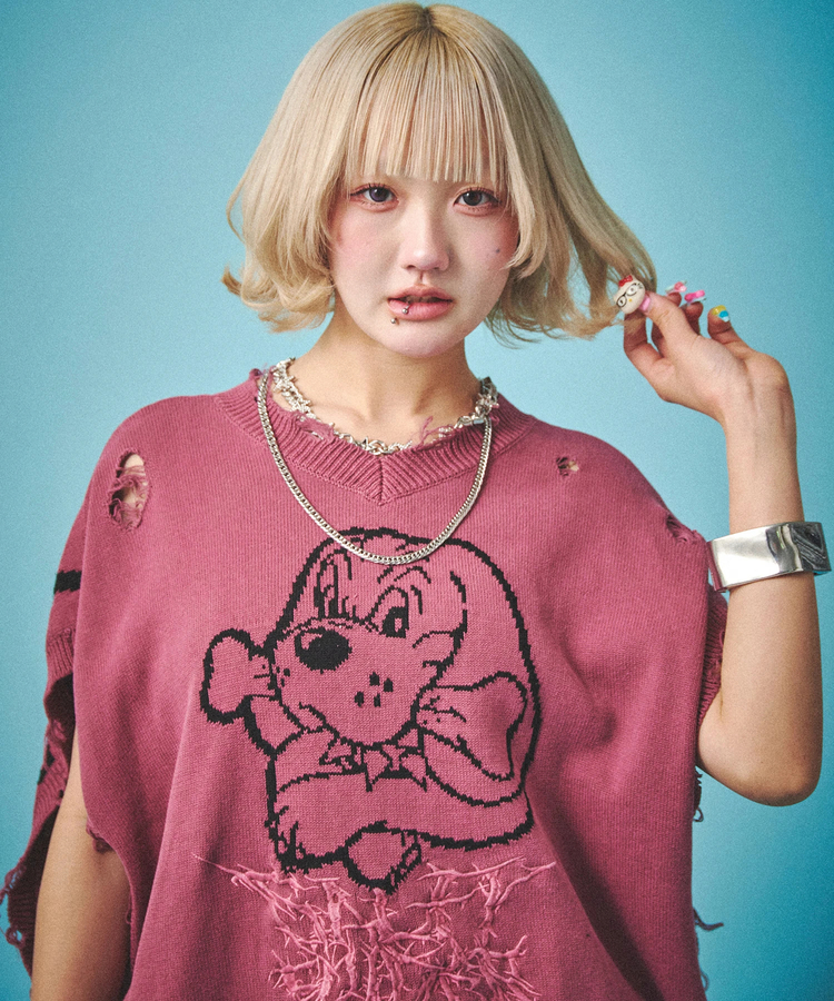 JACKROSE(ジャックローズ) |GALFY/ガルフィー スパイダー染め染めニットベスト(MENS)