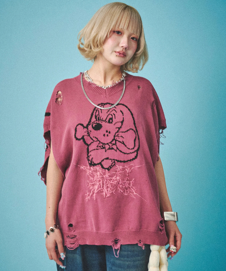 JACKROSE(ジャックローズ) |GALFY/ガルフィー スパイダー染め染めニットベスト(MENS)
