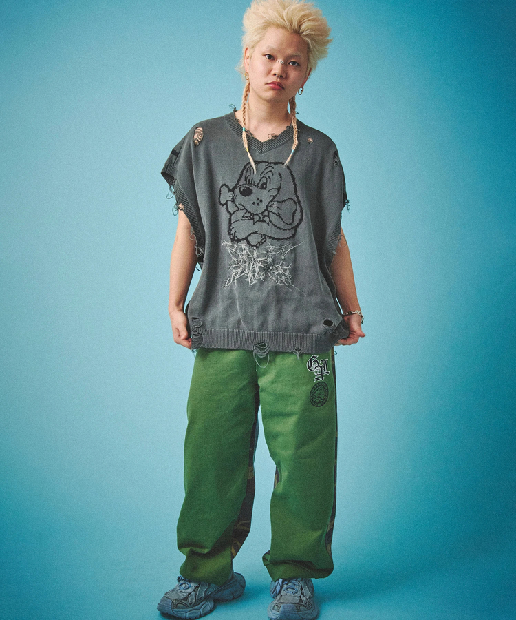 JACKROSE(ジャックローズ) |GALFY/ガルフィー スパイダー染め染めニットベスト(MENS)