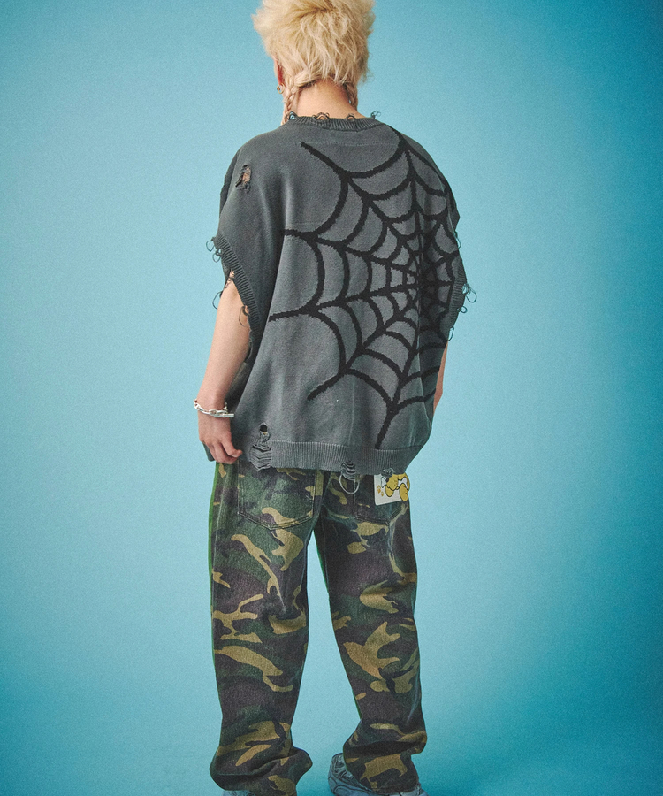 JACKROSE(ジャックローズ) |GALFY/ガルフィー スパイダー染め染めニットベスト(MENS)