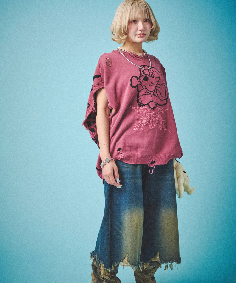 JACKROSE(ジャックローズ) |GALFY/ガルフィー スパイダー染め染めニットベスト(MENS)