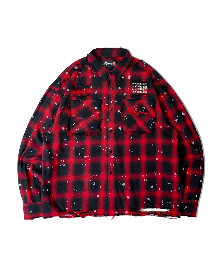 JACKROSE(ジャックローズ) |【The Rolling Stones×JACKROSE】ダメージスタッズ・グランジ-LSシャツ(MENS)