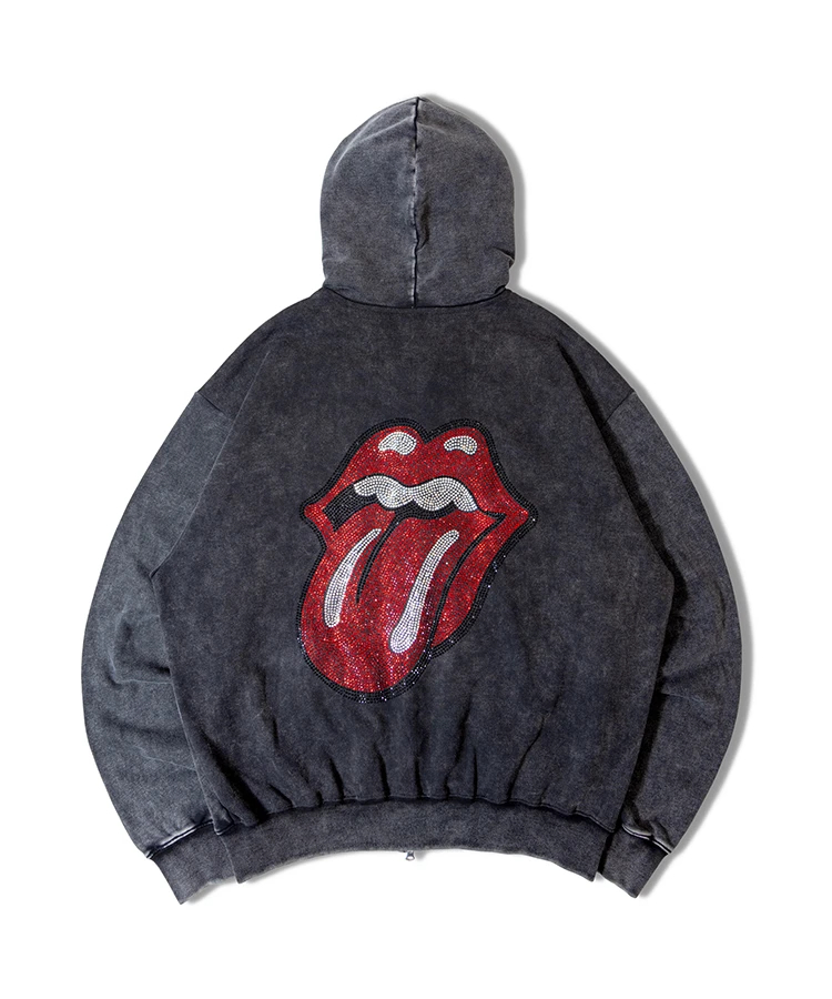 00s ROLLING STONES 両面ロゴ 短丈ジップパーカー 平成ギャル