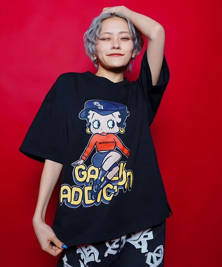 JACKROSE(ジャックローズ) |【BETTY BOOP×GALLIS ADDICTION】FRONT SITイラスト S/STEE(MENS)
