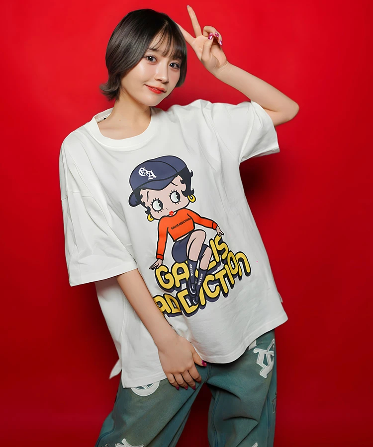 JACKROSE(ジャックローズ) |【BETTY BOOP×GALLIS ADDICTION】FRONT SITイラスト S/STEE(MENS)