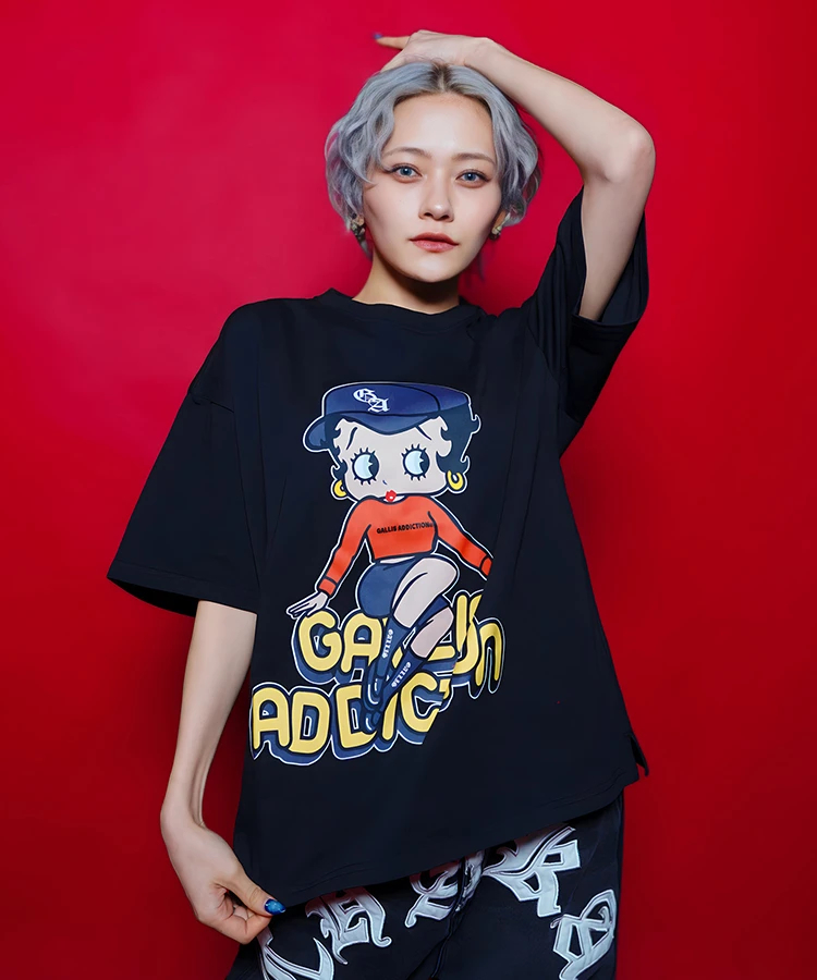 JACKROSE(ジャックローズ) |【BETTY BOOP×GALLIS ADDICTION】FRONT SITイラスト S/STEE(MENS)