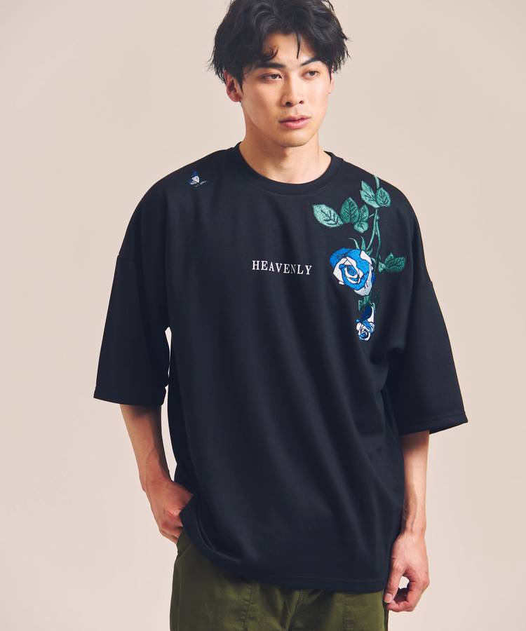 JACKROSE(ジャックローズ) |JE-ローズ&バタフライ刺繍-SSTEE(MENS)