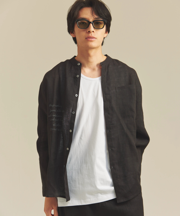 JACKROSE(ジャックローズ) |BAYCANT/ベイカント リネン100% バンドカラーLSシャツ *セットアップ対応(MENS)