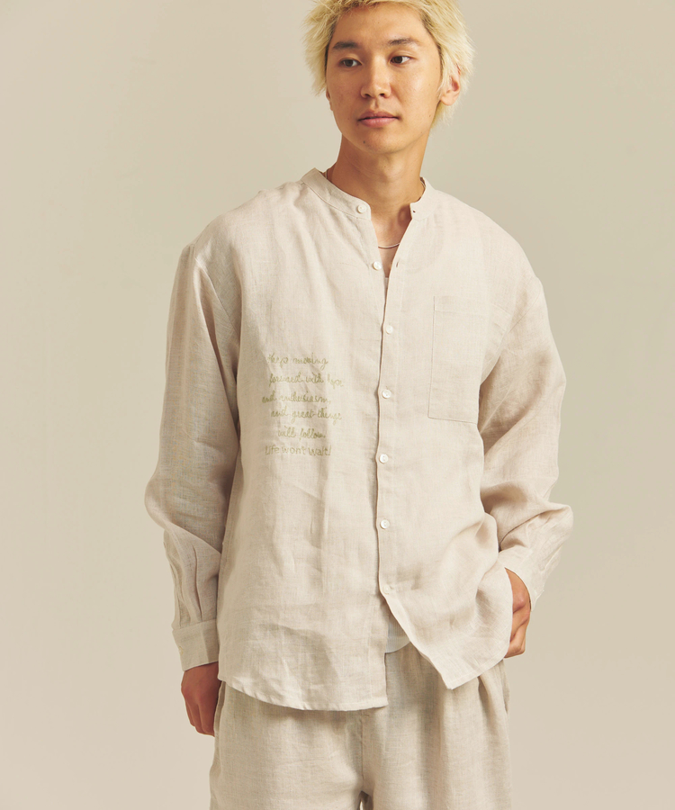 JACKROSE(ジャックローズ) |BAYCANT/ベイカント リネン100% バンドカラーLSシャツ *セットアップ対応(MENS)