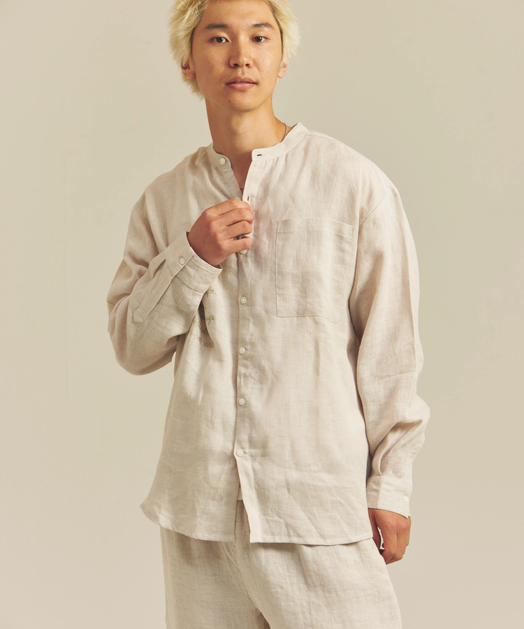 JACKROSE(ジャックローズ) |BAYCANT/ベイカント リネン100% バンドカラーLSシャツ *セットアップ対応(MENS)