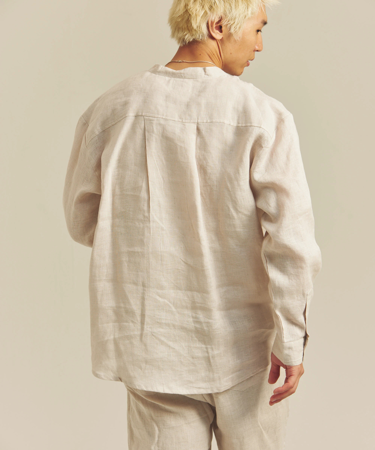JACKROSE(ジャックローズ) |BAYCANT/ベイカント リネン100% バンドカラーLSシャツ *セットアップ対応(MENS)