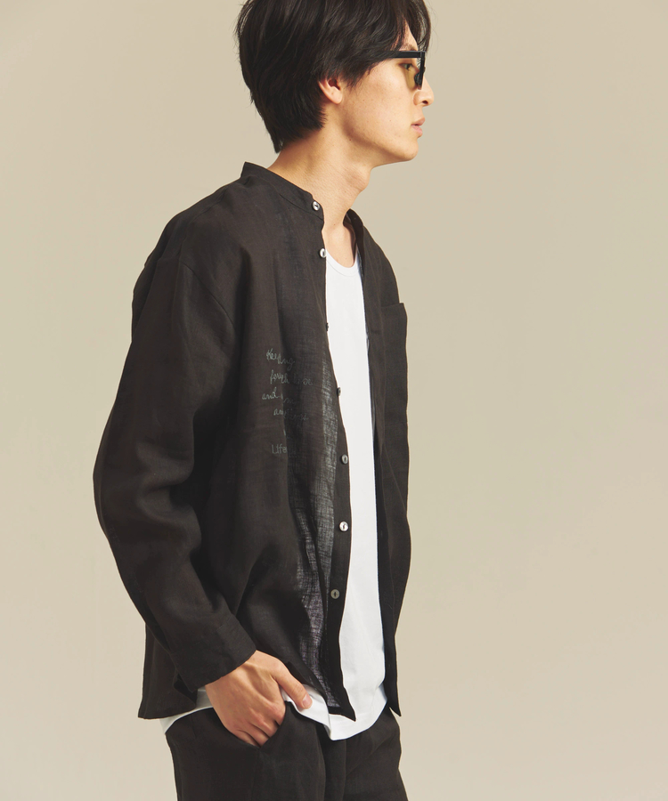 JACKROSE(ジャックローズ) |BAYCANT/ベイカント リネン100% バンドカラーLSシャツ *セットアップ対応(MENS)