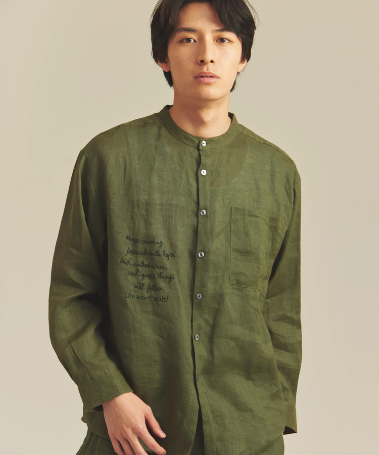 JACKROSE(ジャックローズ) |BAYCANT/ベイカント リネン100% バンドカラーLSシャツ *セットアップ対応(MENS)