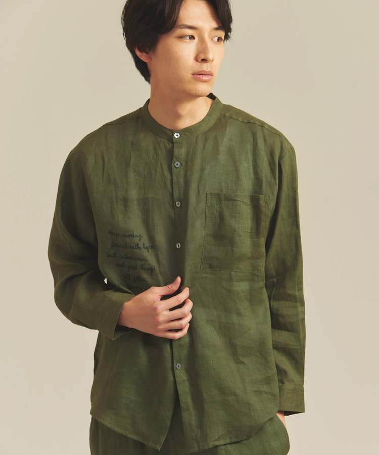 JACKROSE(ジャックローズ) |BAYCANT/ベイカント リネン100% バンドカラーLSシャツ *セットアップ対応(MENS)