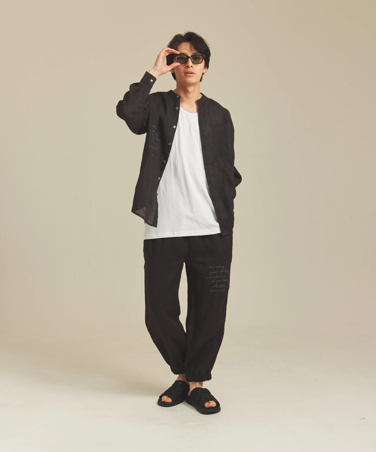 JACKROSE(ジャックローズ) |BAYCANT/ベイカント リネン100% バンドカラーLSシャツ *セットアップ対応(MENS)